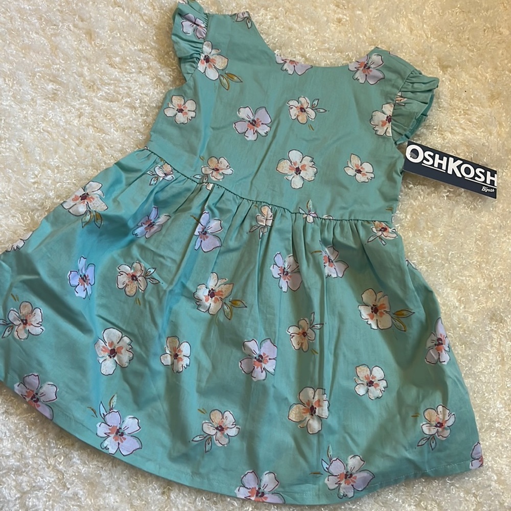 Oshkosh girls floral dress with cutout detail on back. Size 2T.